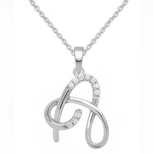 Diamond Fancy Initial 18" Pendant Necklace (1/10 ct. t.w.) in Sterling Silver